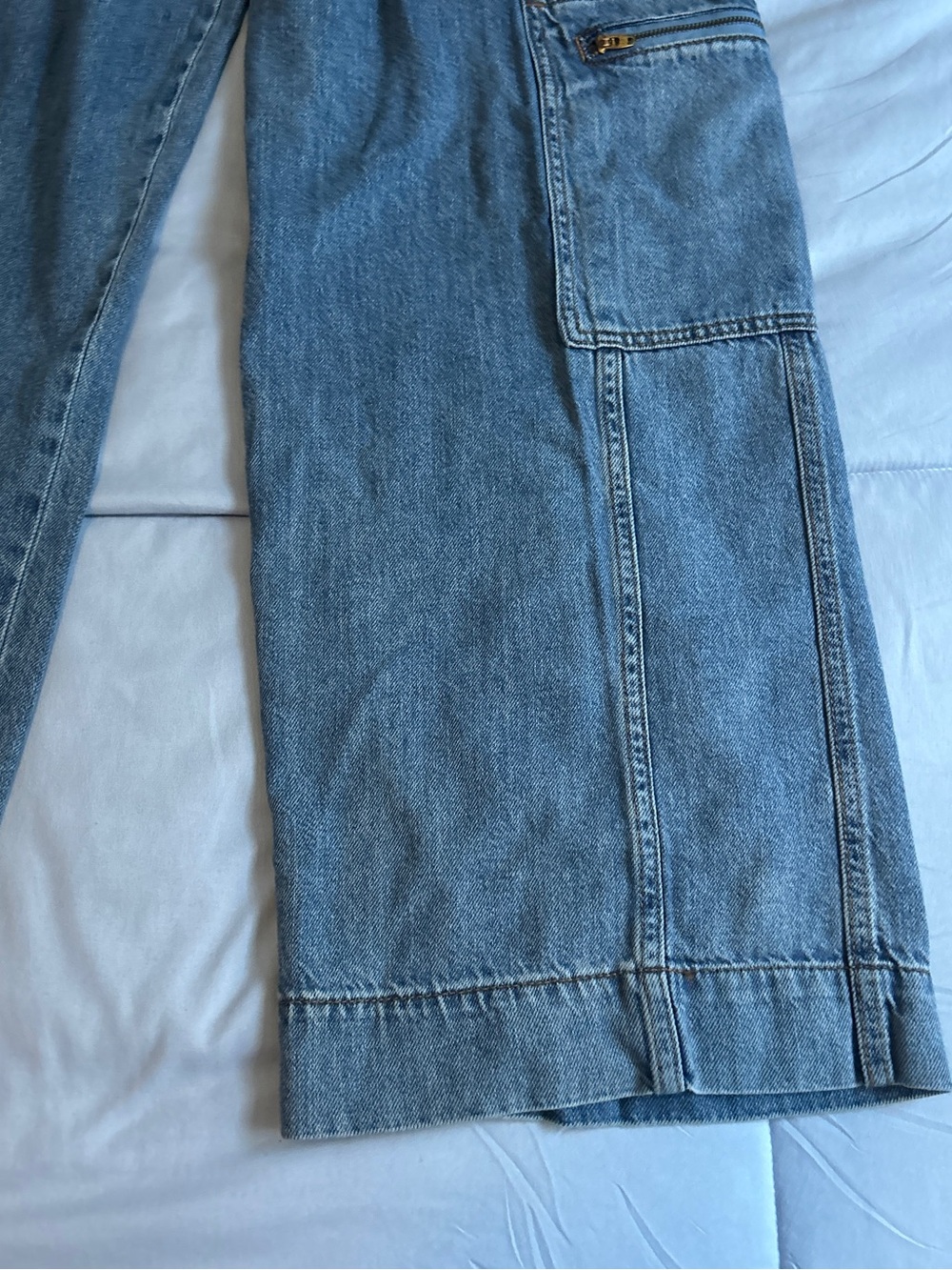 Wild Fable High Rise Cargo Utility Classic Wide leg denim Pants Women’s 12/R - Picture 2 of 10